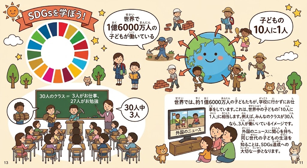 ���E�̎����J�������w�ԏ��w��������SDGs����C���X�g�B1��6000���l�̎q�ǂ����w�Z�ɍs���������A30�l�N���X�Ȃ�3�l���Y������󋵂�`���Ă��܂��B