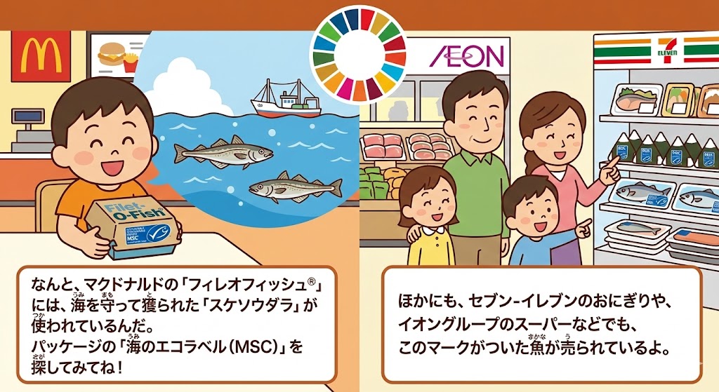 SDGs���w�ԏ��w�������C���X�g�B�}�N�h�i���h�̃t�B���I�t�B�b�V����X�[�p�[�Ŕ�����MSC�F�؂̃T�X�e�i�u���ȋ����i���Љ�Ă��܂��B